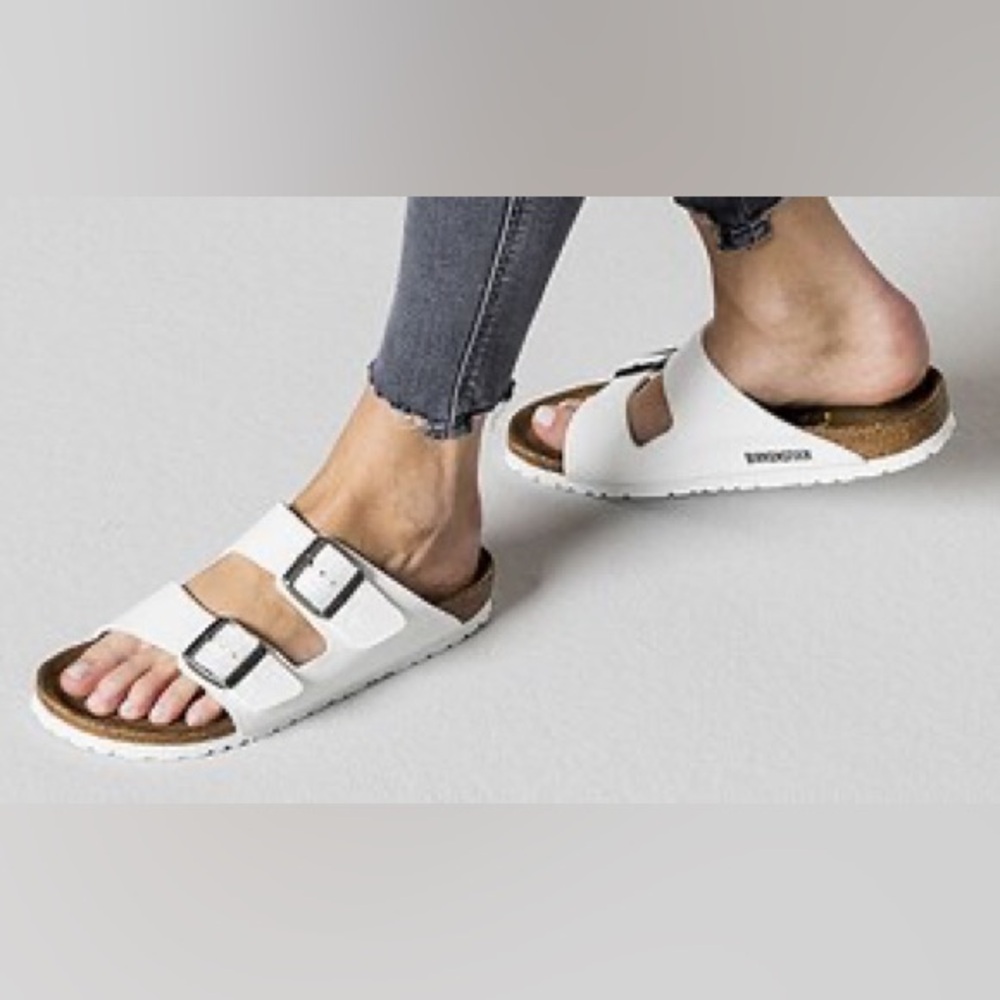 Birkenstock Arizona White Two-Buckle Sandals